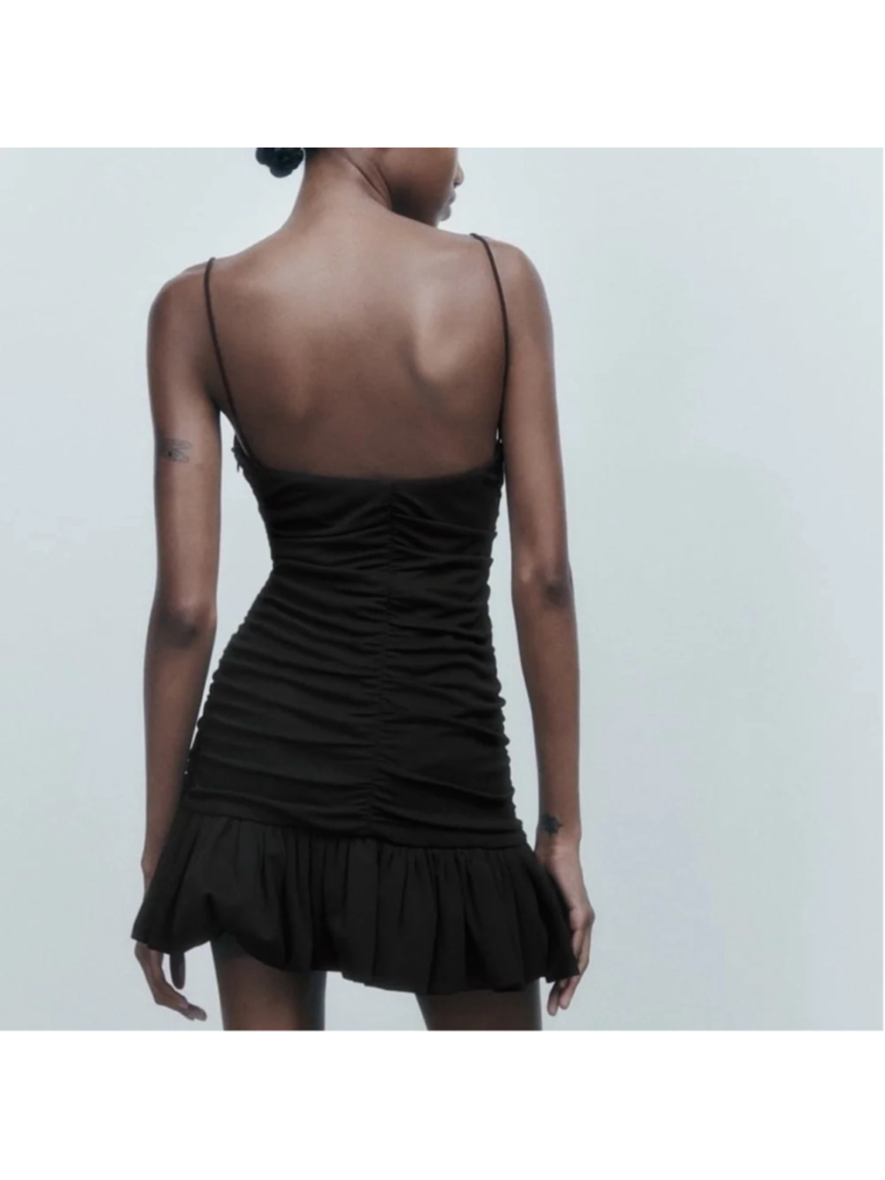 Zara Ruffled Ruched Dress Size S - Picture 3 of 7